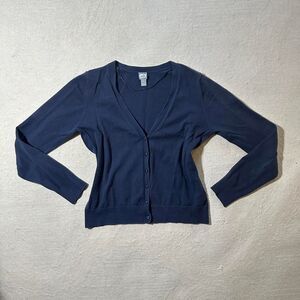 JCPenney Women's Medium Navy Blue V-Neck Cardigan